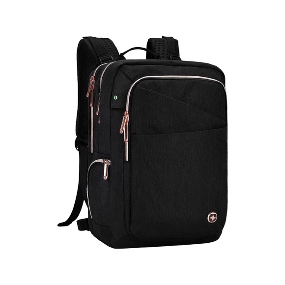 SwissDigital Handbags - NWT Swissdigital Katy Rose Women's Massaging Black w/ Rose Gold Zippers Backpack